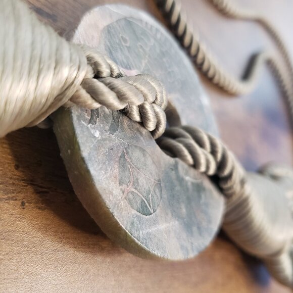 Sage Green with hand carved koi fish stone belt buckle and soft spiral belt rope - Picture 5 of 8